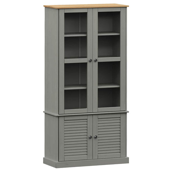Vitriinikaappi VIGO harmaa 85x35x170 cm täysi mänty
