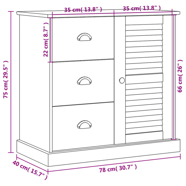 Senkki laatikoilla VIGO 78x40x75 cm täysi mänty