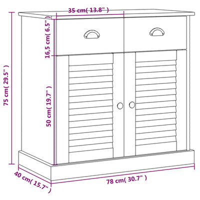 Senkki laatikoilla VIGO 78x40x75 cm täysi mänty
