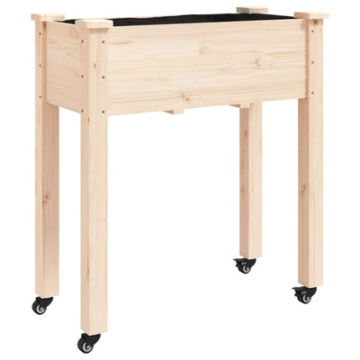 Kukkalaatikko pyörillä ja vuorauksella 71x37x80 cm täysi kuusi