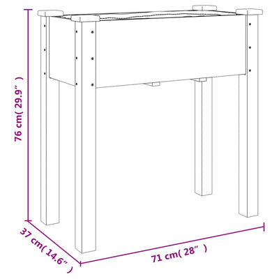 Kukkalaatikko pyörillä ja vuorauksella 71x37x80 cm täysi kuusi