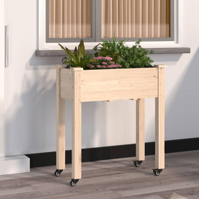 Kukkalaatikko pyörillä ja vuorauksella 71x37x80 cm täysi kuusi