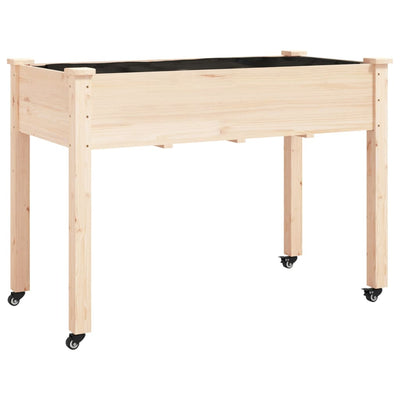 Kukkalaatikko pyörillä ja vuorauksella 118x59x80 cm täysi kuusi