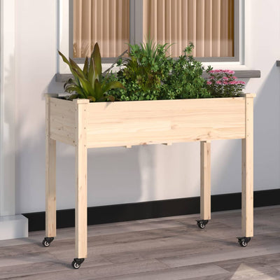 Kukkalaatikko pyörillä ja vuorauksella 118x59x80 cm täysi kuusi