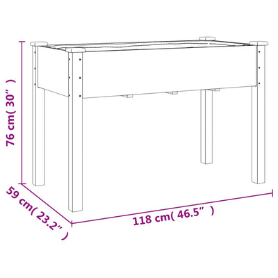 Kukkalaatikko pyörillä ja vuorauksella 118x59x80 cm täysi kuusi