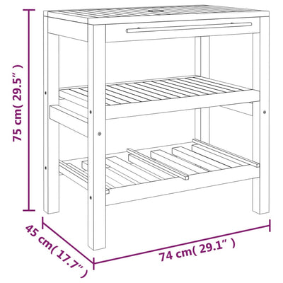 Kylpyhuoneen allaskaappi 2 hyllyllä 74x45x75 cm täysi puu