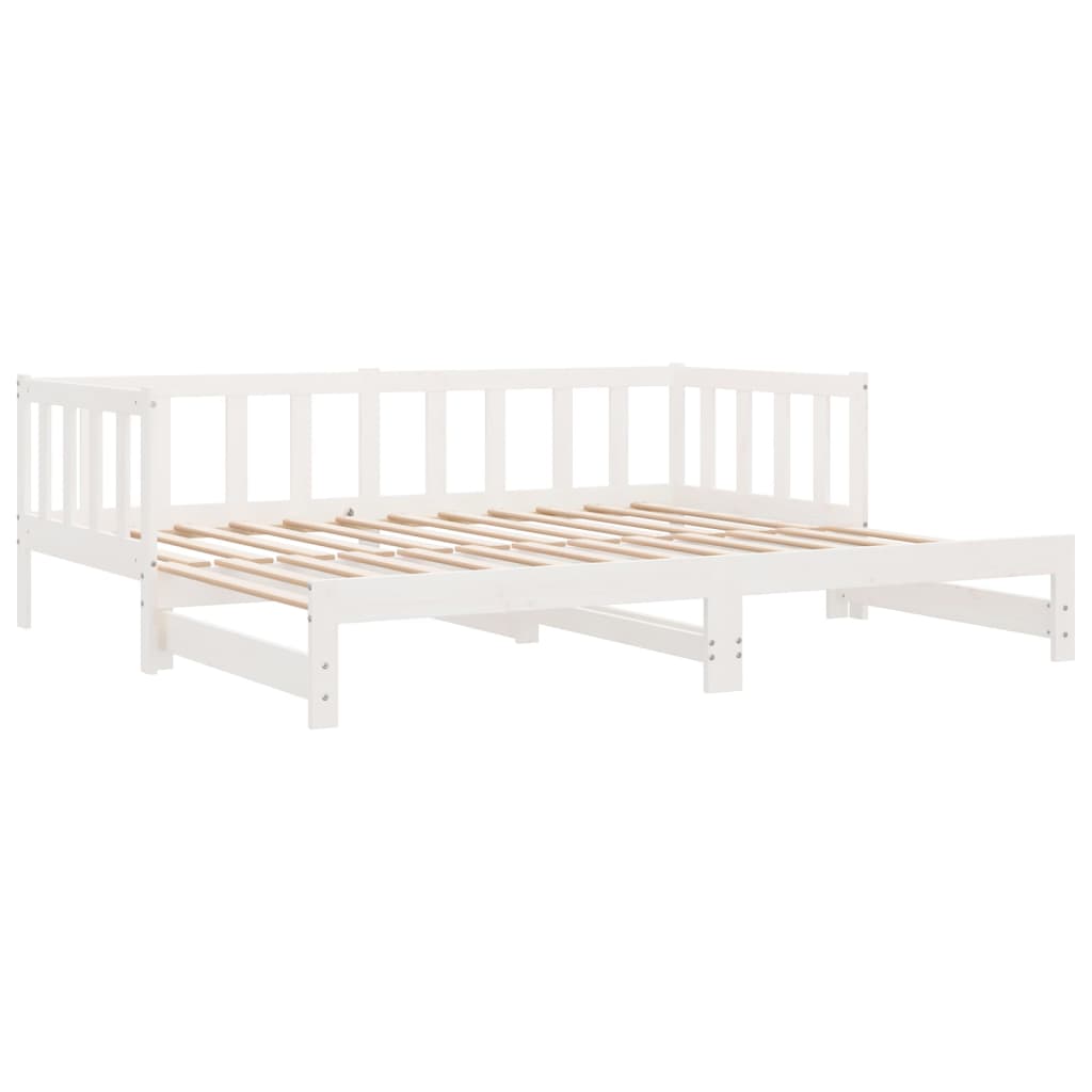 Valkoinen sohvasänky ulosvedettävä Sabeta 90x200cm (2x, mänty)