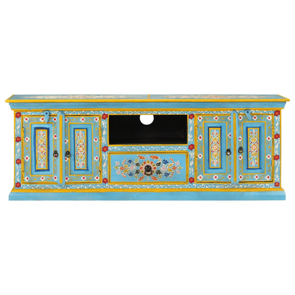 TV-taso sininen 110x30x40 cm täysi mangopuu