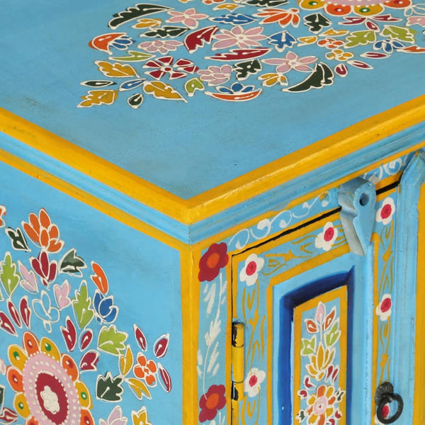 TV-taso sininen 110x30x40 cm täysi mangopuu