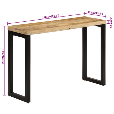 Konsolipöytä 110x35x76 cm täysi karkea mangopuu