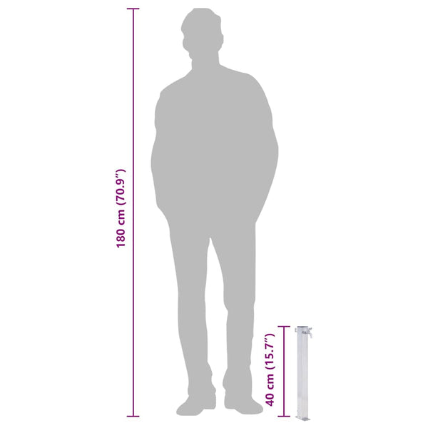 Ruostumaton teräs puutarhan vesipylväs Iasin 40cm (neliskulmainen)