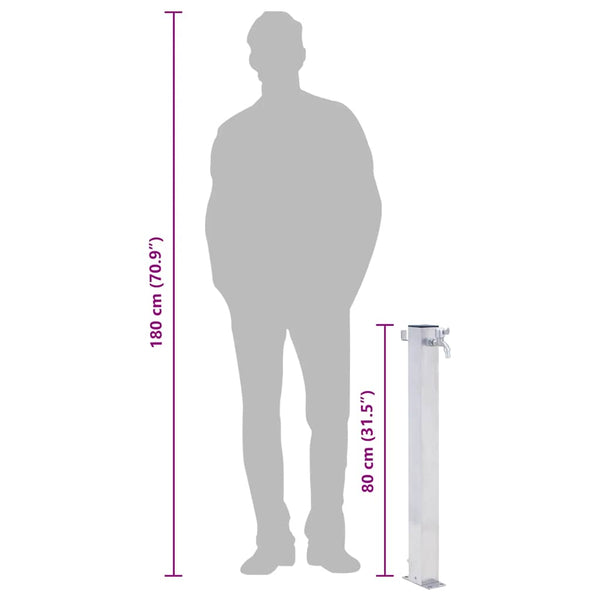 Ruostumaton teräs puutarhan vesipylväs Iasin 80cm (neliskulmainen)