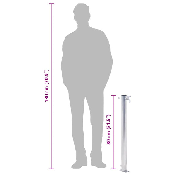 Ruostumaton teräs puutarhan vesipylväs Iasin 80cm (pyöreä)