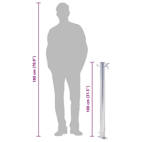 Ruostumaton teräs puutarhan vesipylväs Iasin 100cm (pyöreä)