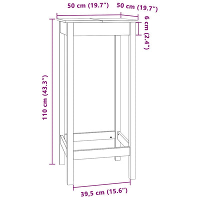 Valkoinen baaripöytä Taisa 50x50x110cm (mänty)