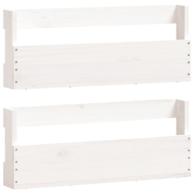 Seinäkenkätelineet 2 kpl valkoinen 59x9x23 cm täysi mänty