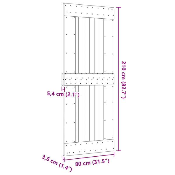 Ovi NARVIK 80 x 210 cm Massiivinen mänty (käsittelemätön)