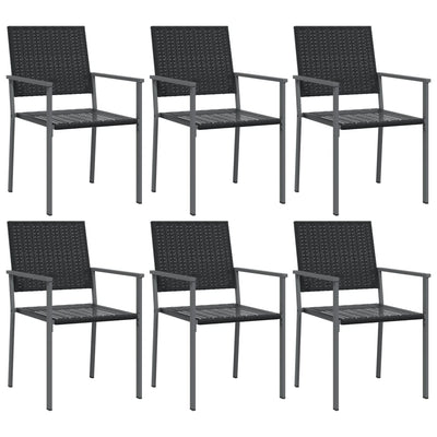 Puutarhatuolit 6 kpl 54x62,5x89 cm musta polyrottinki