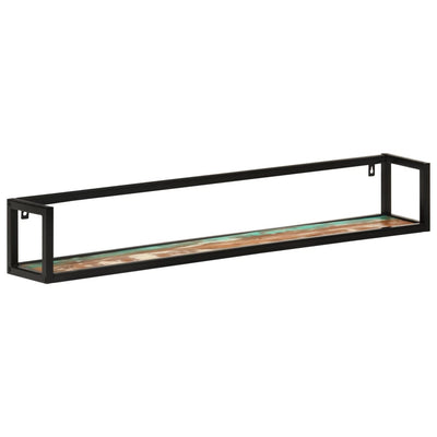 Seinähyllyt 2 kpl 110x17x17 cm kierrätetty täyspuu ja rauta