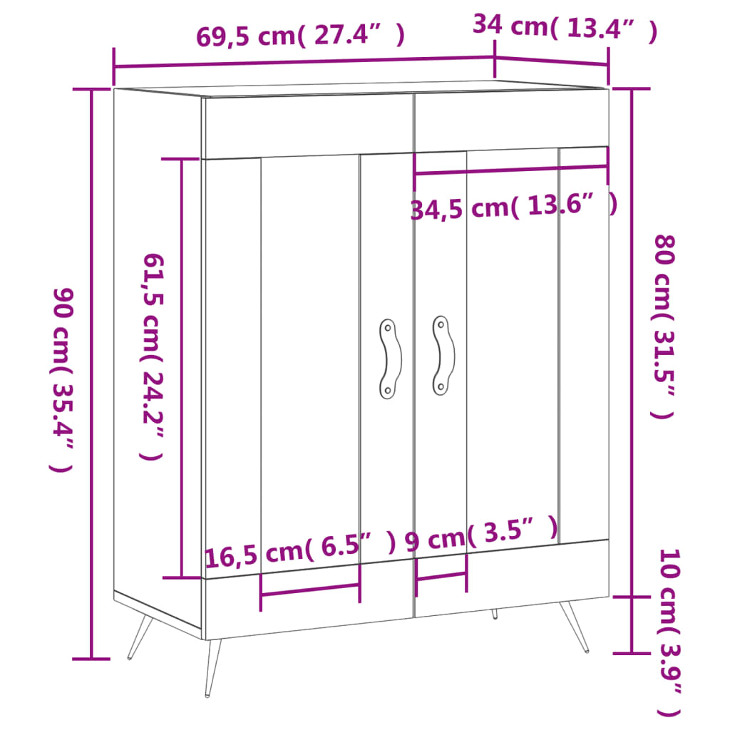 Betoninharmaa senkki Walter 69,5x34x90cm (puinen)