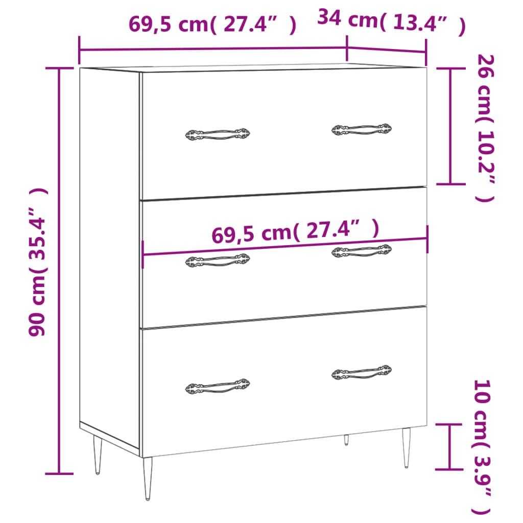 Harmaa senkki Natige 69,5x34x90cm (puinen)