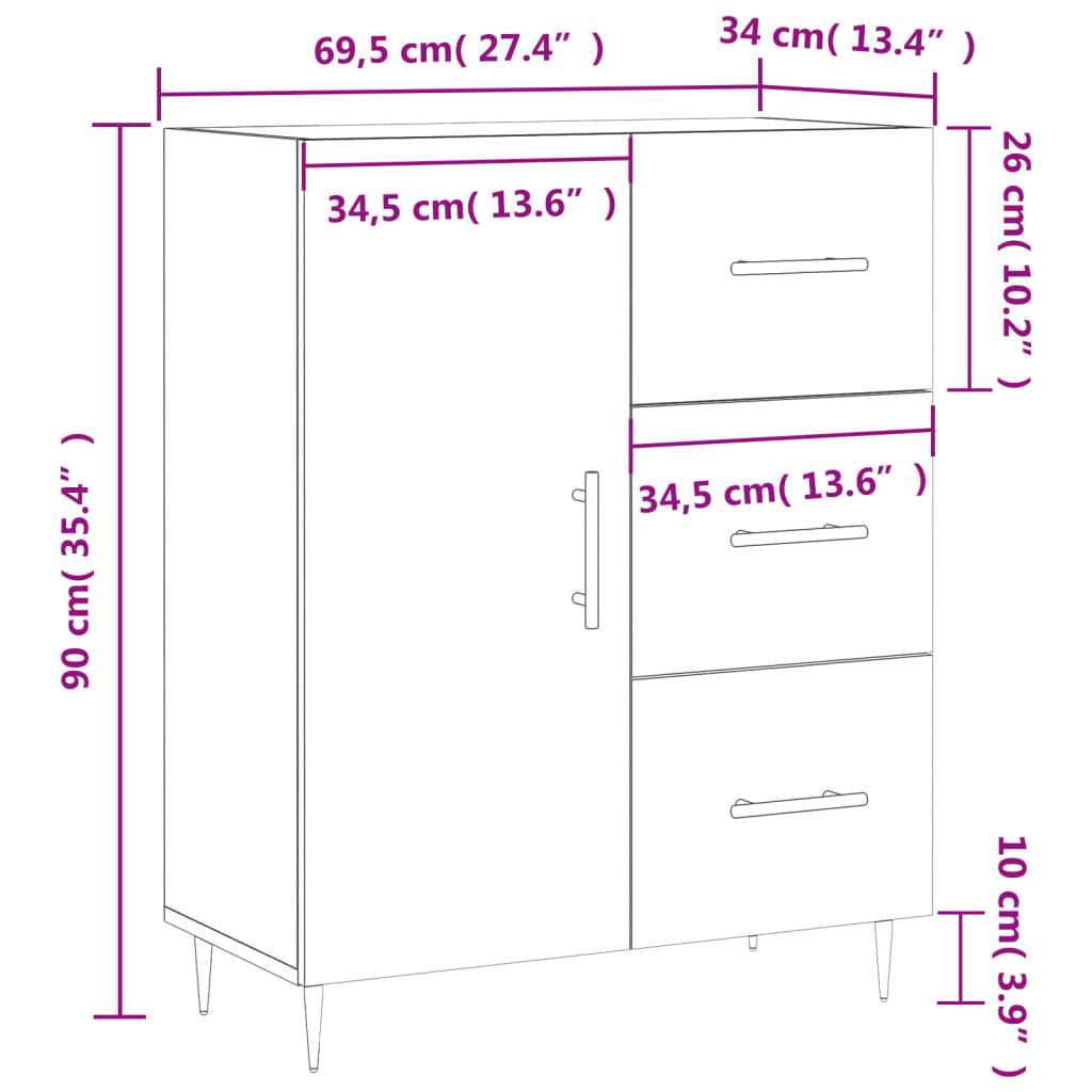 Harmaa senkki Ginan 69,5x34x90cm (puinen)