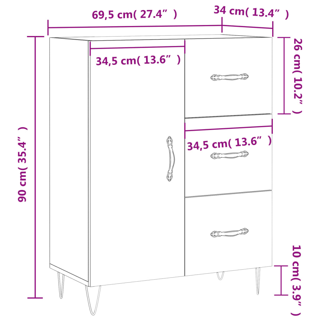 Betoninharmaa senkki Giusefina 69,5x34x90cm (puinen)