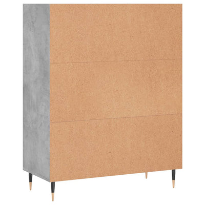 Kirjahylly betoninharmaa 69,5x32,5x90 cm tekninen puu