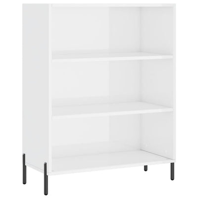 Hyllykaappi korkeakiilto valkoinen 69,5x32,5x90 cm tekninen puu