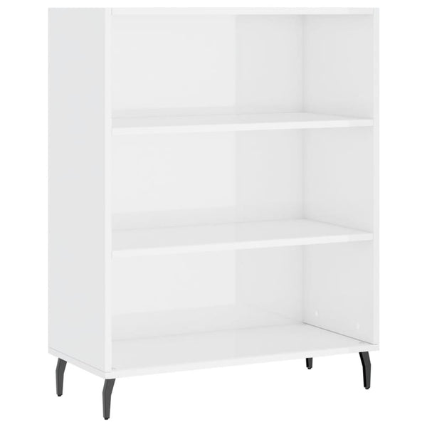 Hyllykaappi korkeakiilto valkoinen 69,5x32,5x90 cm tekninen puu