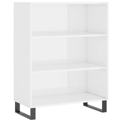 Hyllykaappi korkeakiilto valkoinen 69,5x32,5x90 cm tekninen puu