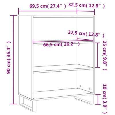 Hyllykaappi ruskea tammi 69,5x32,5x90 cm tekninen puu