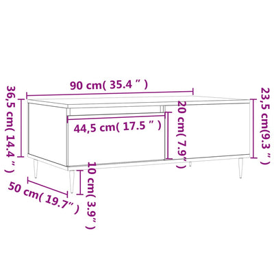 Sohvapöytä musta 90x50x36,5 cm tekninen puu