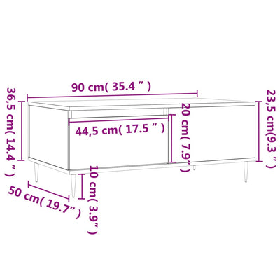 Sohvapöytä betoninharmaa 90x50x36,5 cm tekninen puu