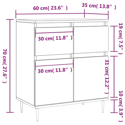 Senkki harmaa Sonoma 60x35x70 cm tekninen puu