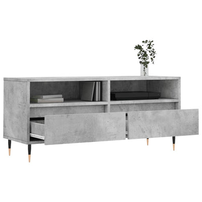 TV-taso betoninharmaa 100x34,5x44,5 cm tekninen puu