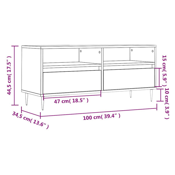 TV-taso savutammi 100x34,5x44,5 cm tekninen puu