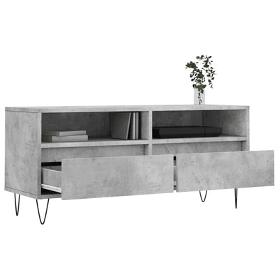 TV-taso betoninharmaa 100x34,5x44,5 cm tekninen puu