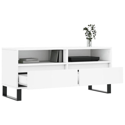 TV-taso valkoinen 100x34,5x44,5 cm tekninen puu