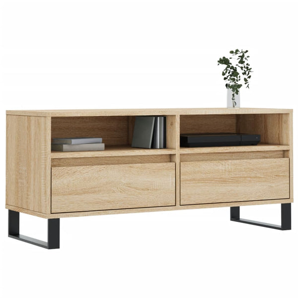 TV-taso 100x34,5x44,5 cm teknisestä puusta, Sonoma-tammi