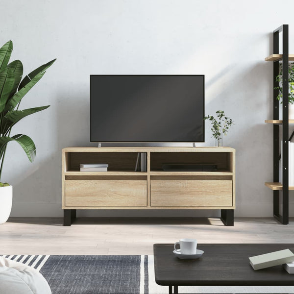 TV-taso 100x34,5x44,5 cm teknisestä puusta, Sonoma-tammi
