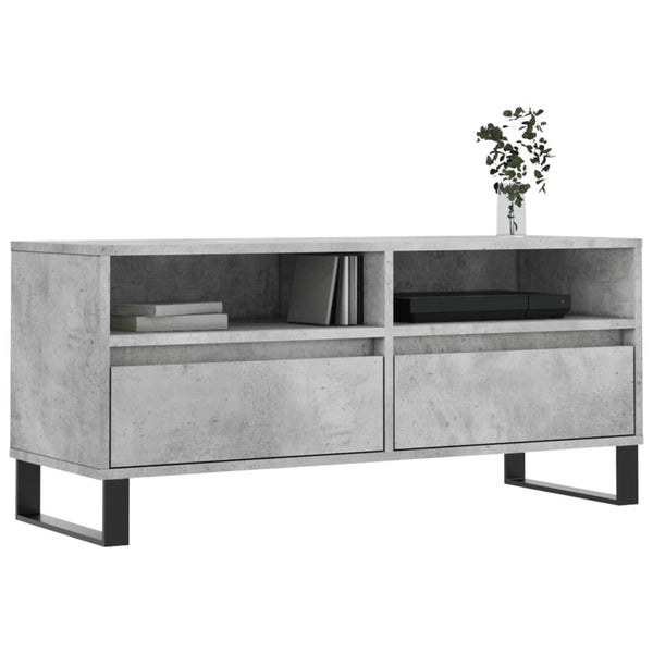 TV-taso teknisestä puusta, mitat 100x34,5x44,5 cm, väri betoninharmaa