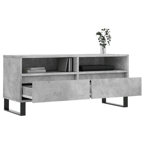 TV-taso teknisestä puusta, mitat 100x34,5x44,5 cm, väri betoninharmaa