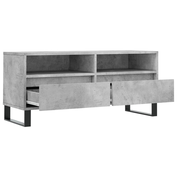 TV-taso teknisestä puusta, mitat 100x34,5x44,5 cm, väri betoninharmaa