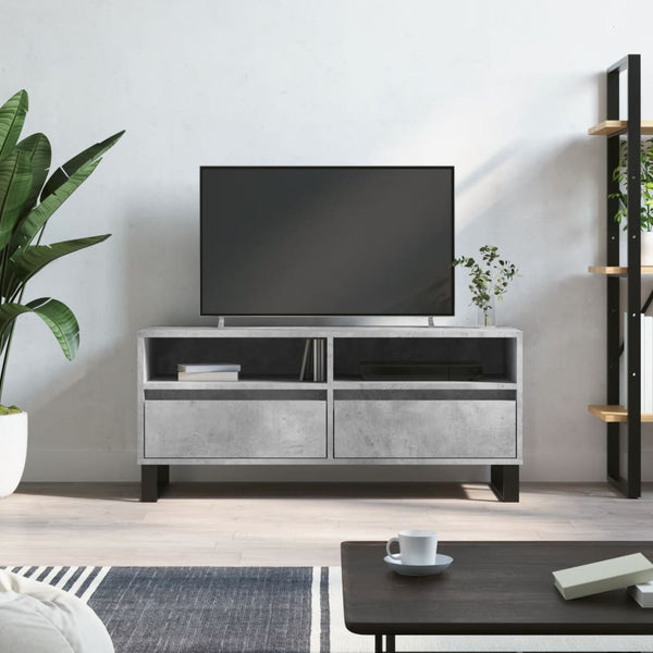 TV-taso teknisestä puusta, mitat 100x34,5x44,5 cm, väri betoninharmaa