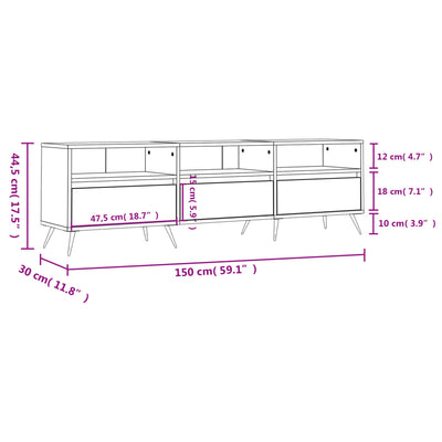 TV-taso musta 150x30x44,5 cm tekninen puu
