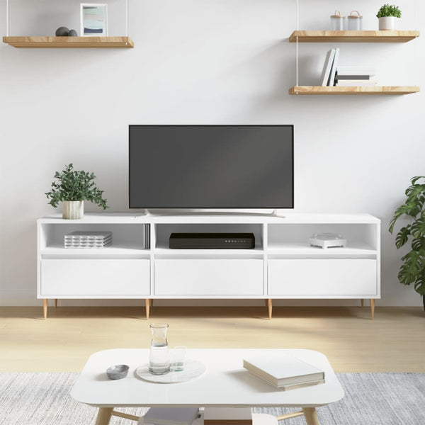 TV-taso valkoinen 150x30x44,5 cm tekninen puu