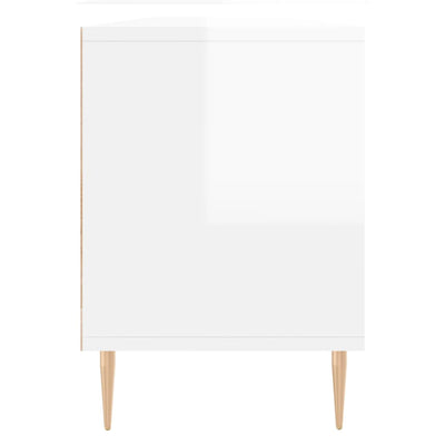 TV-taso korkeakiilto valkoinen 150x30x44,5 cm tekninen puu