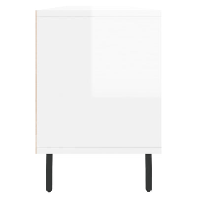 TV-taso korkeakiilto valkoinen 150x30x44,5 cm tekninen puu