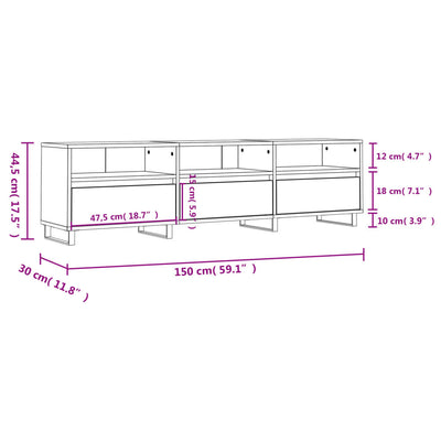TV-taso Sonoma-tammi 150x30x44,5 cm tekninen puu